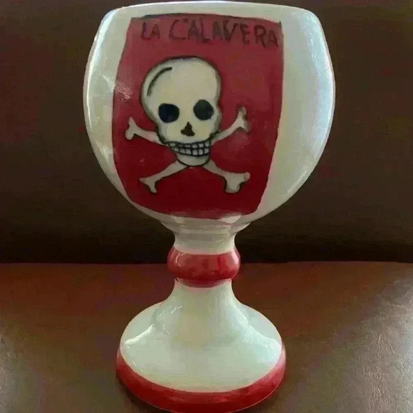 Lotería Ceramic Chalice Goblet wine Glass - Picture 2 of 7